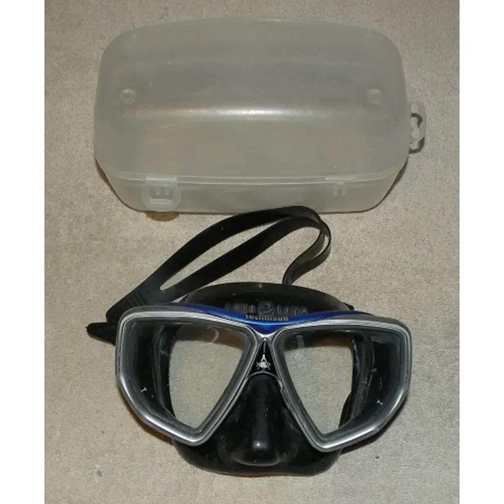 Technisub Aqua Lung Kea Snorkeling Mask Black Silver Blue With Case